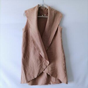 Anthropologie Moth Womens Beige Open Waterfall Hi-Lo Vest 100% Wool Size XS